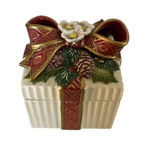 Fitz and Floyd Christmas Rose‎ Candy Jar